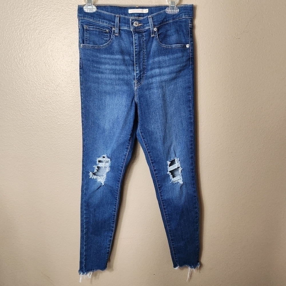Levis Mile High Super Skinny Raw Hem Distressed Jeans-Size 30